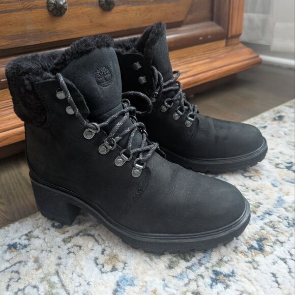 Timberland Kinsley 6" Waterproof Hiking Boots Women's Sz 9 Black Nubuck Lug Sole - Picture 2 of 16
